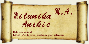 Milunika Anikić vizit kartica